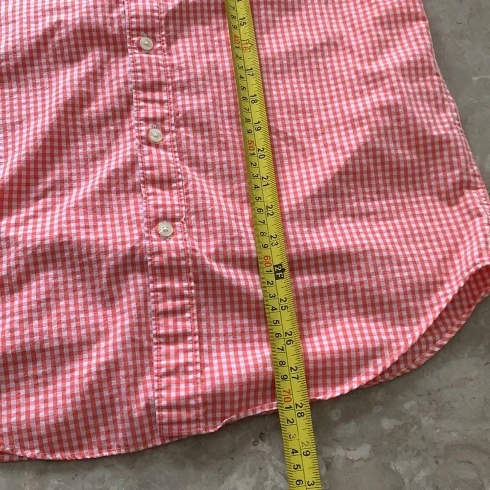 J. Crew Tailored Orange Plaid Button-Down Shirt size medium short sleeves‎